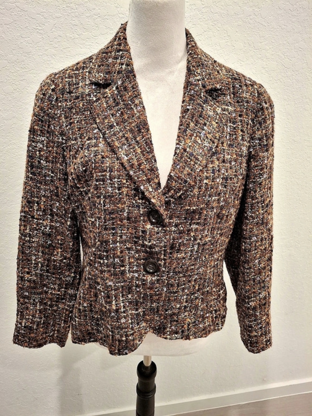 Coldwater Creek Textured Blazer in Brown & Blue P1/4 Like New
